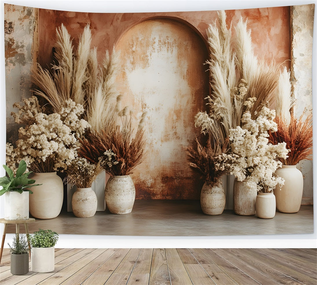 Erdiger Bogen Pampas Boho Hintergrund RR8-483