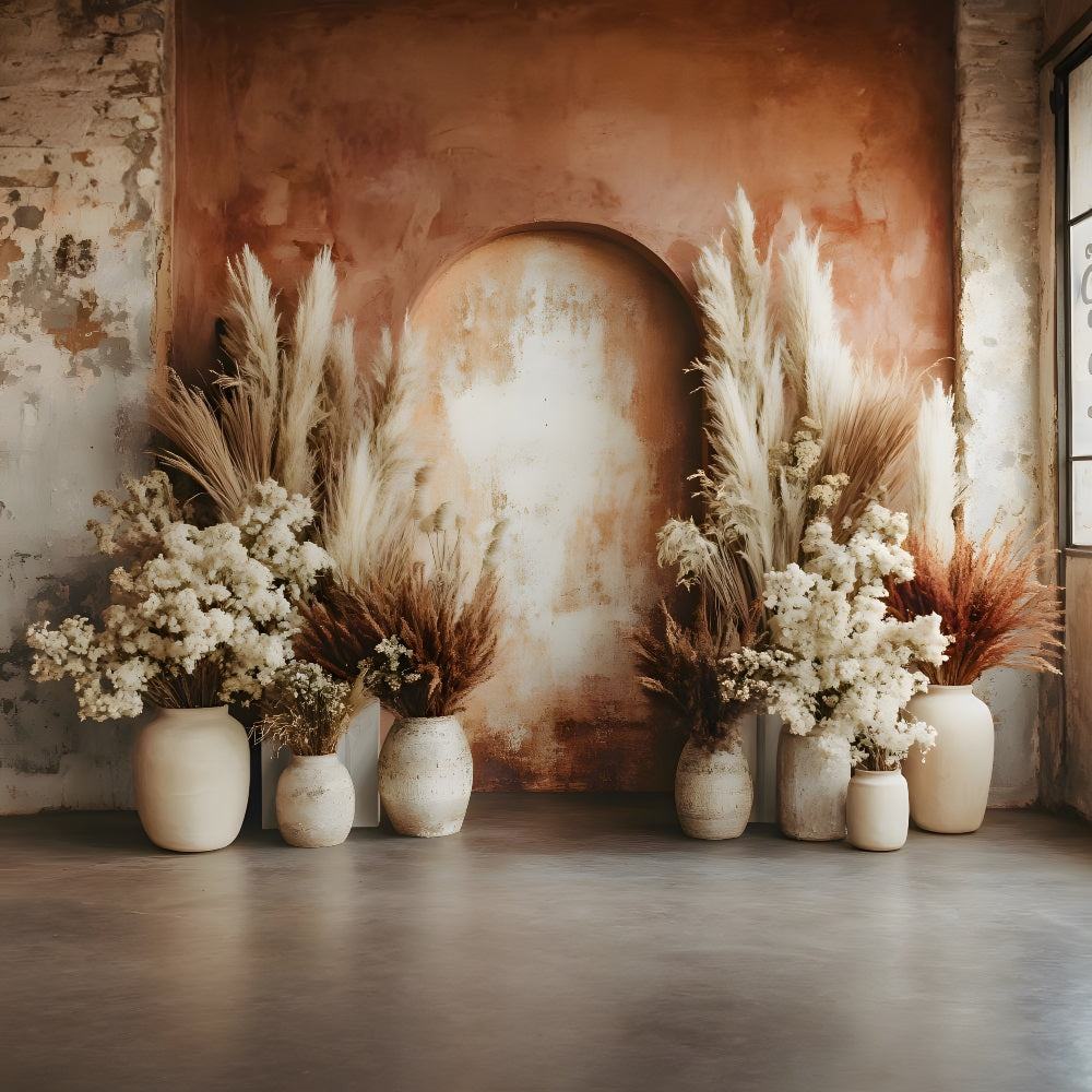 Erdiger Bogen Pampas Boho Hintergrund RR8-483
