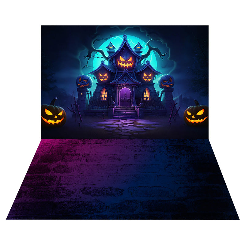 Halloween Hexenhaus Backdrop+Gespenstischer Backstein Bodenhintergrund RR8-558