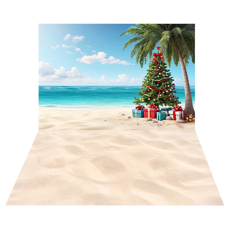 Weihnachtsbaum Geschenkbox Hintergrund+Sand Beach Bodenhintergrund RR8-564