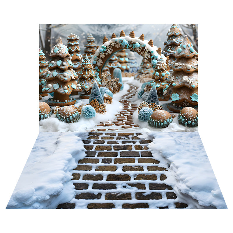 Weihnachten Lebkuchen Wunderland Hintergrund+Snowy Bodenhintergrund RR8-574