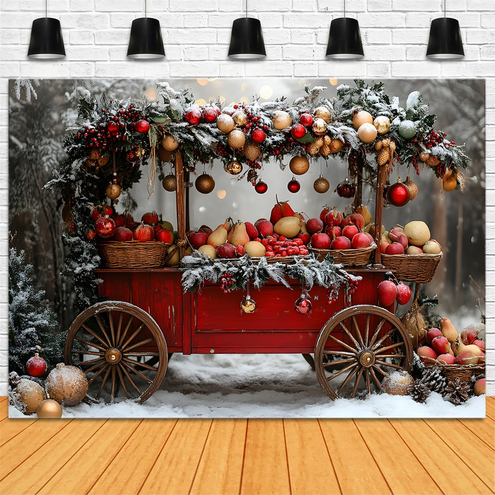 Weihnachten Schnee Bäume Obstwagen Backdrop RR8-62