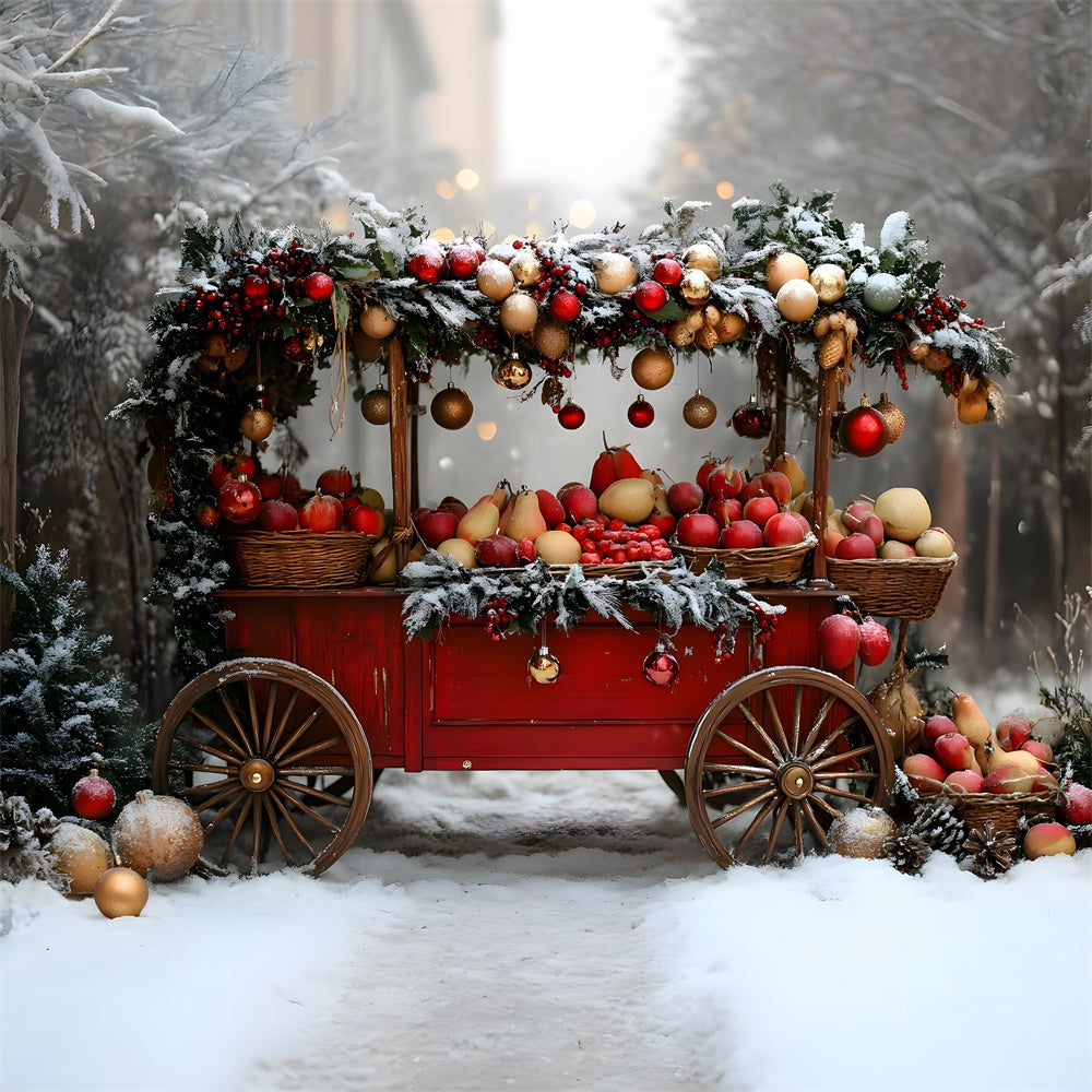 Weihnachten Schnee Bäume Obstwagen Backdrop RR8-62