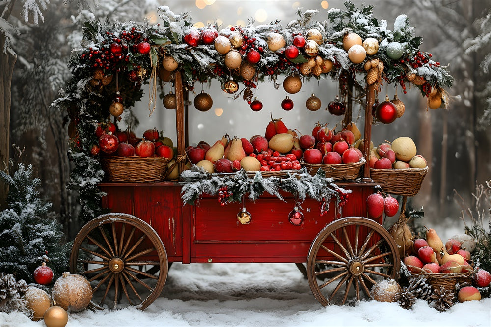 Weihnachten Schnee Bäume Obstwagen Backdrop RR8-62