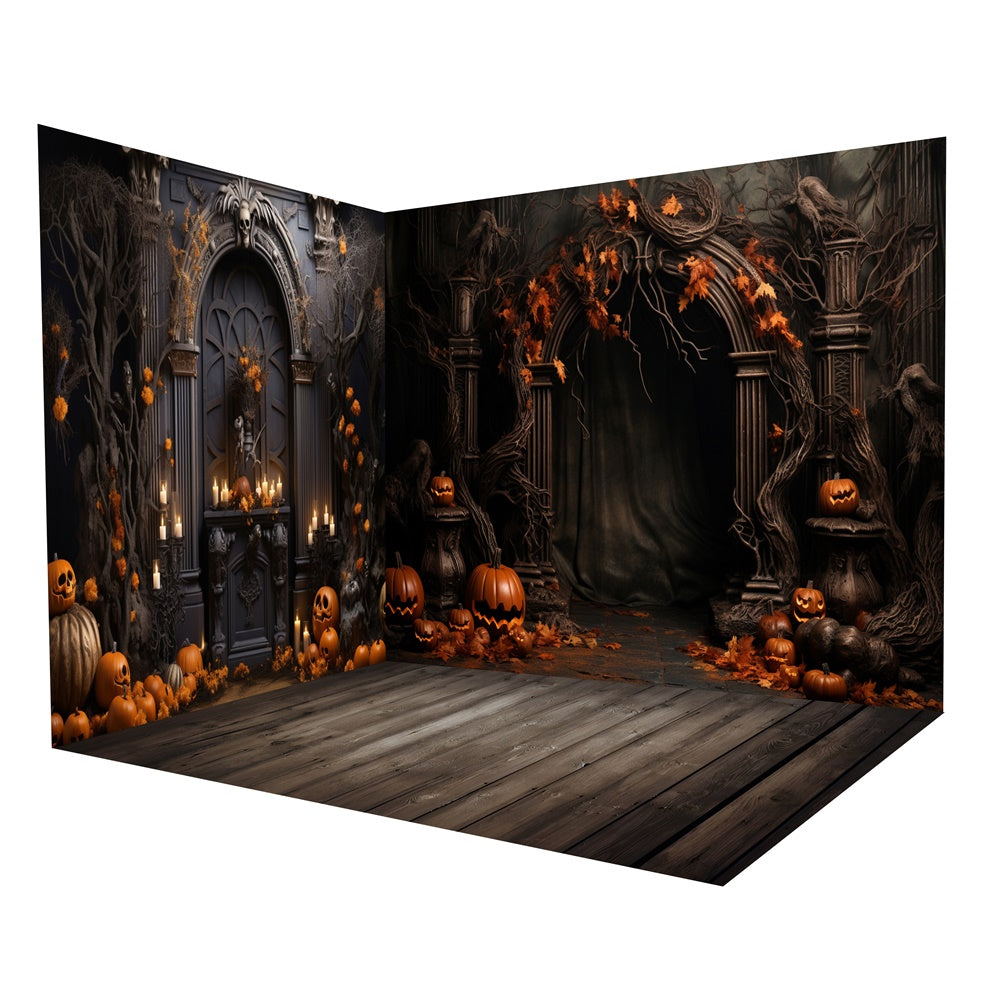 Halloween Wand Bogen Tür Kürbis Hintergrund Zimmerset RR8-639