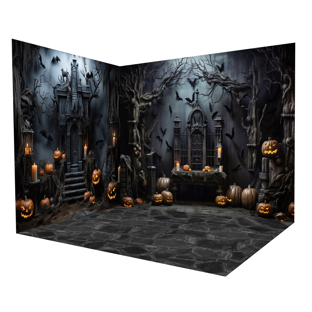 Halloween Spooky Graveyard Gate Hintergrund Zimmerset RR8-640