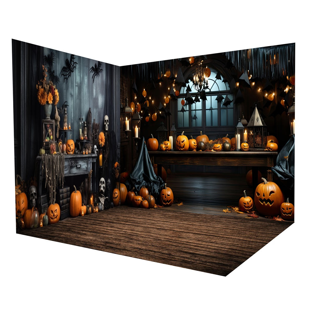 Kürbis Halloween Nacht Zimmer Tisch Hintergrund Zimmerset RR8-643