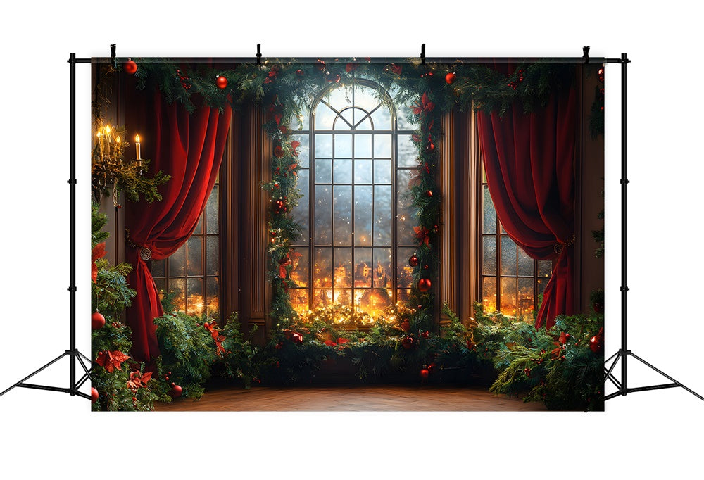 Weihnachtskugeln Kranz Fenster Backdrop RR8-67