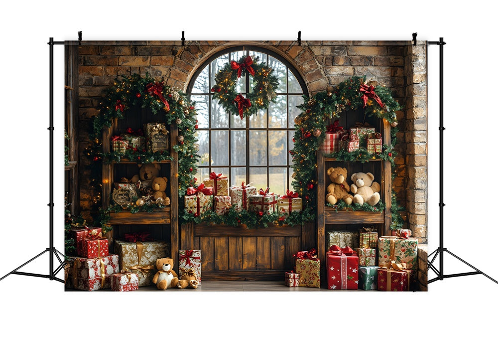 Weihnachtsspielzeug Bär Geschenkboxen Room Backdrop RR8-69