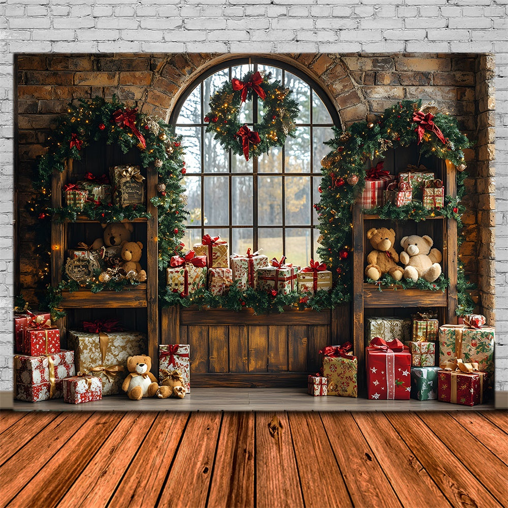 Weihnachtsspielzeug Bär Geschenkboxen Room Backdrop RR8-69