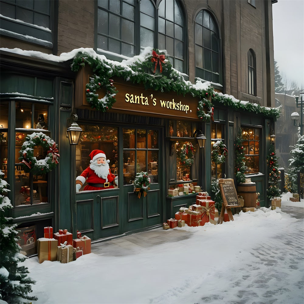 Weihnachten Werkstatt des Weihnachtsmannes Schnee Hintergrund RR8-84