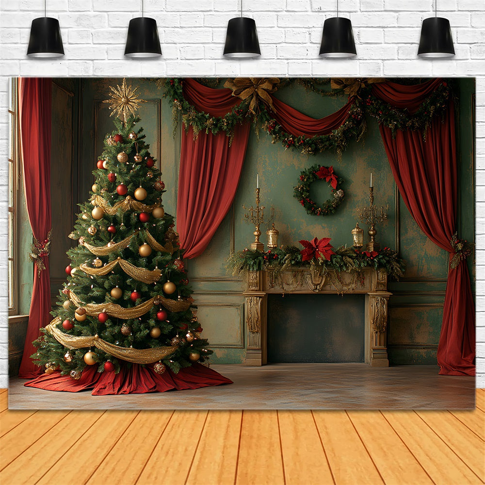 Weihnachtsbaum Vintage Wall Curtain Backdrop RR8-92