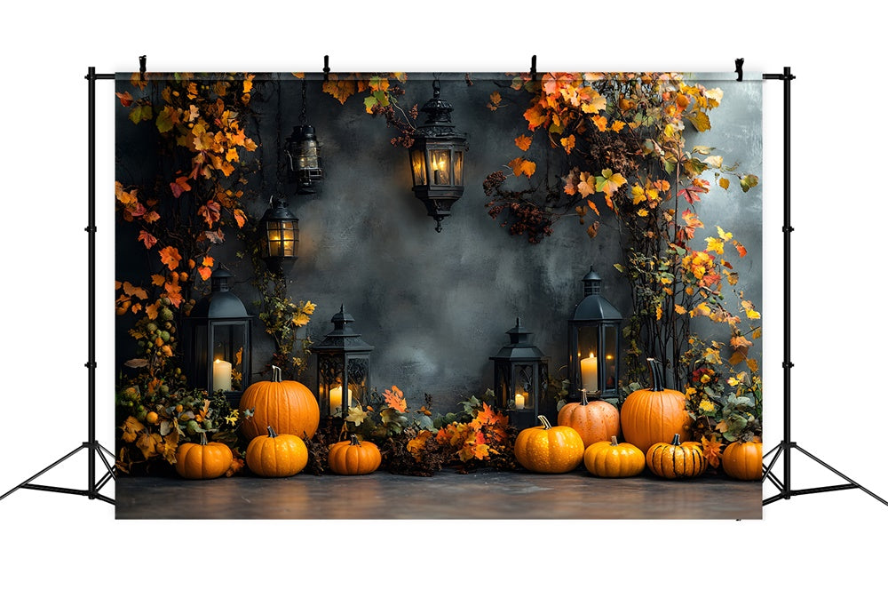 Ahornblätter Retro-Wand Herbst-Kürbis-Hintergrundkulisse RR9-25
