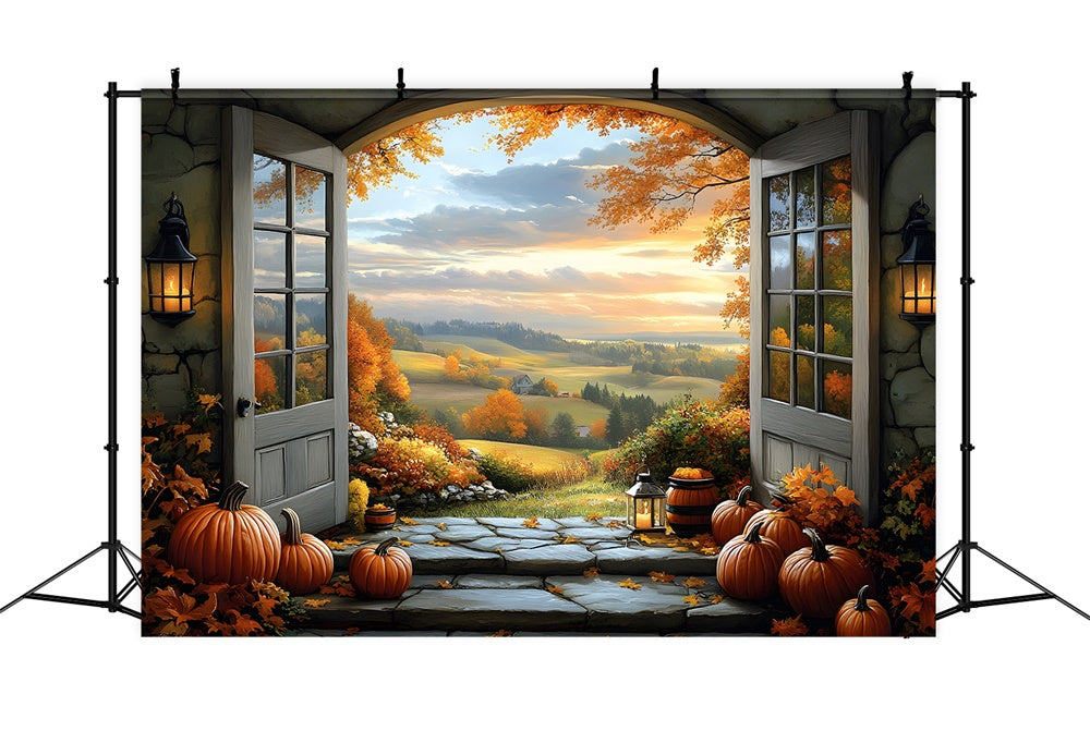 Herbst Berge Fensteransicht Fotografie Hintergrund RR9-30