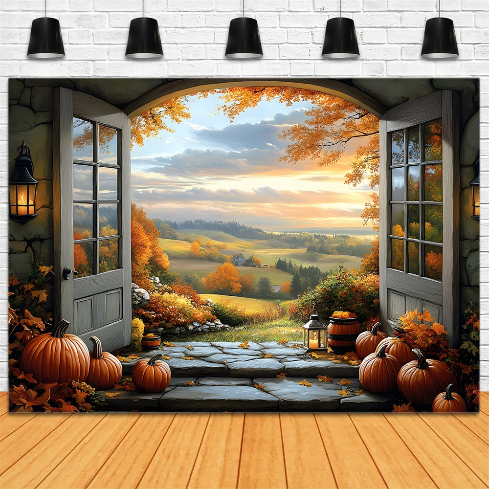 Herbst Berge Fensteransicht Fotografie Hintergrund RR9-30