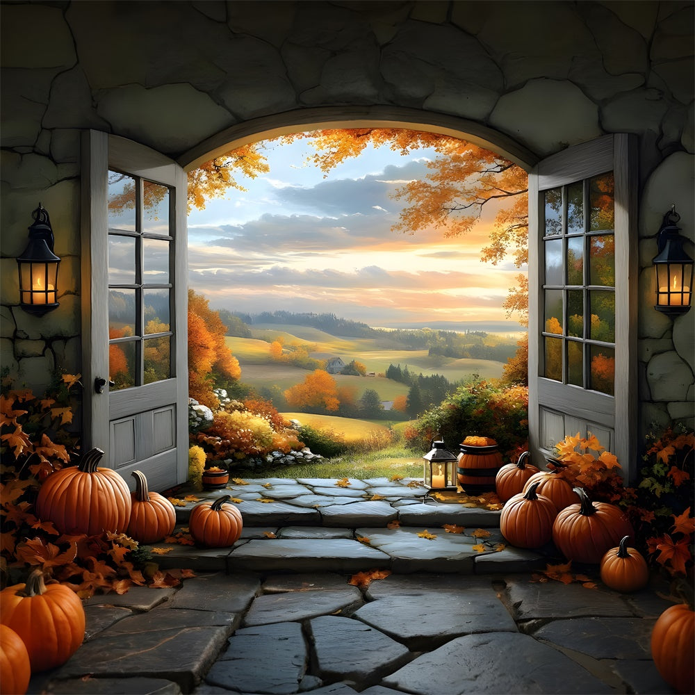 Herbst Berge Fensteransicht Fotografie Hintergrund RR9-30
