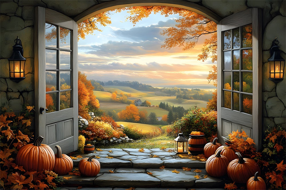 Herbst Berge Fensteransicht Fotografie Hintergrund RR9-30