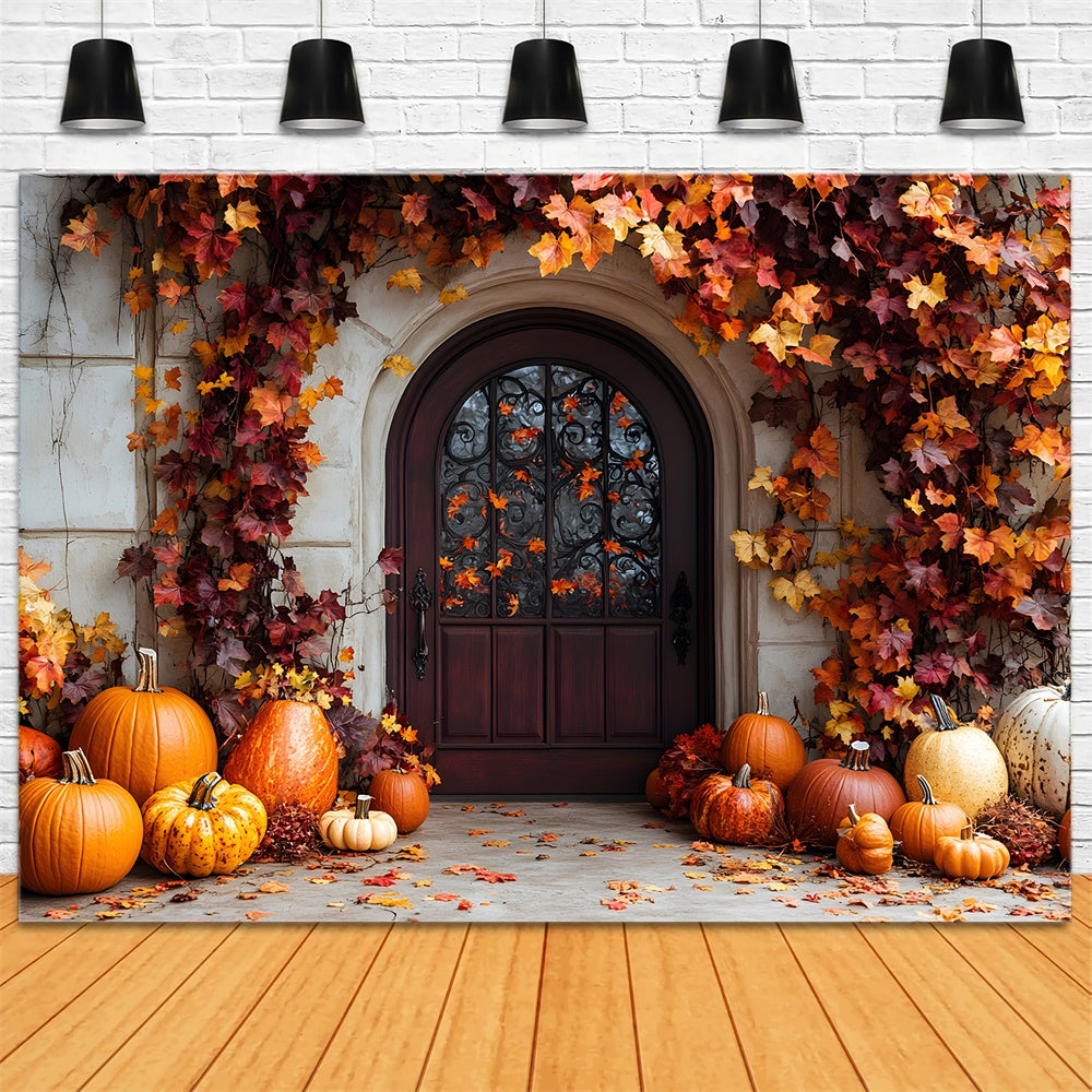Ahornblätter Tür Herbst Kürbis Backdrop RR9-39