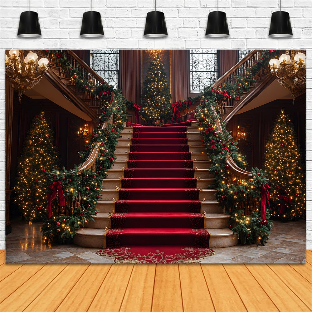 Weihnachtsbäume Klassisches Wohnzimmer Treppe Hintergrund RR9-43