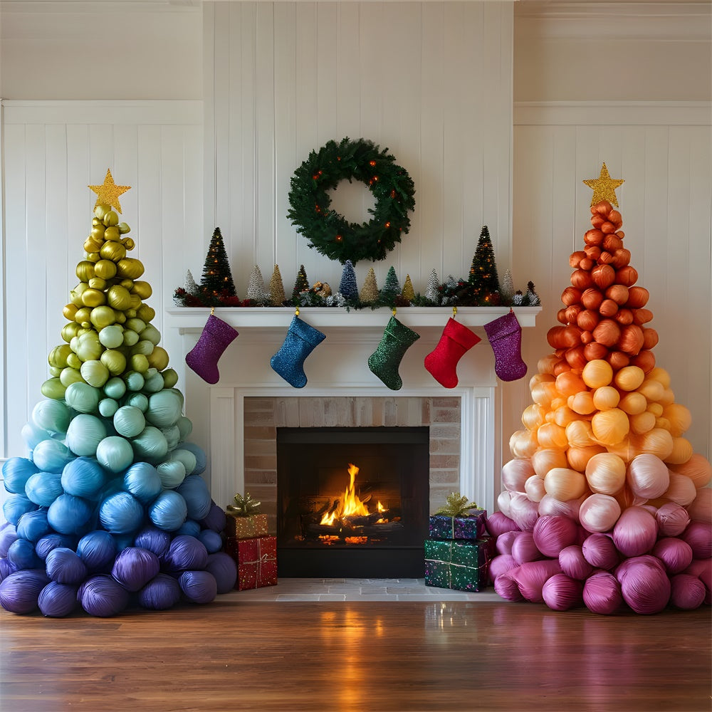 Weihnachten Regenbogen Kugel Baum Kamin Hintergrund RR9-50