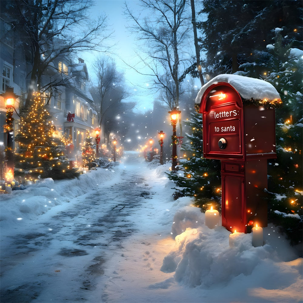 Weihnachten Winter verschneite Nacht Straße Backdrop RR9-59