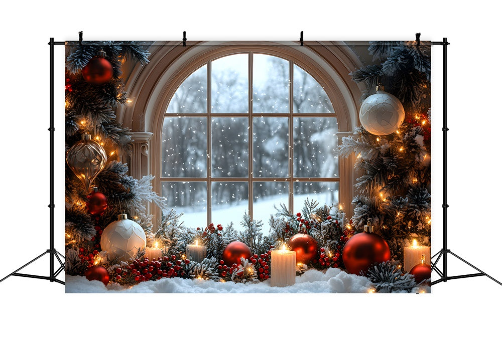 Weihnachtskugel Deko Fenster Schneeflocke Ansicht Backdrop RR9-71