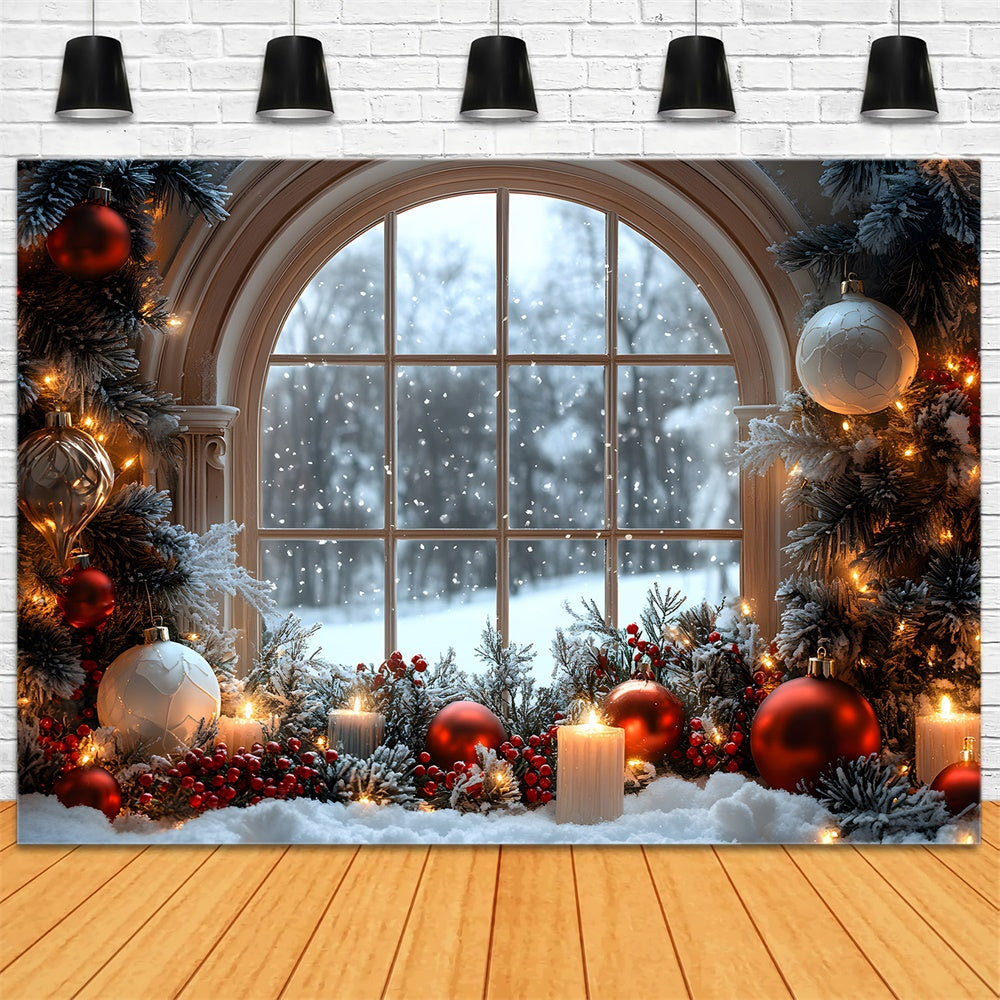 Weihnachtskugel Deko Fenster Schneeflocke Ansicht Backdrop RR9-71