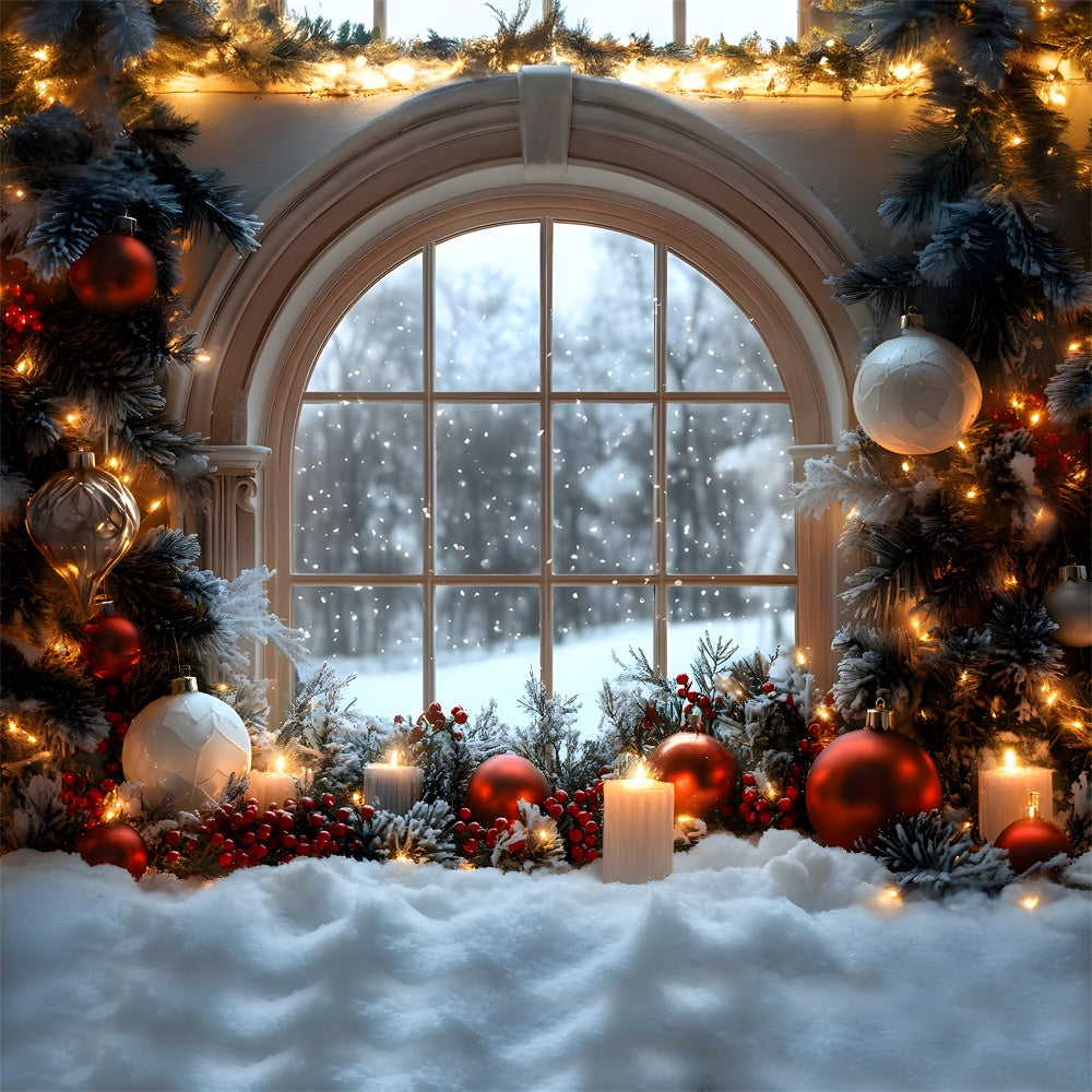 Weihnachtskugel Deko Fenster Schneeflocke Ansicht Backdrop RR9-71