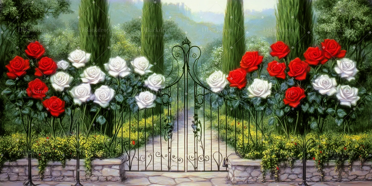Kino-Hintergrund „Rote & weiße Rosen“ Bühnenhintergründe CSH59-T16