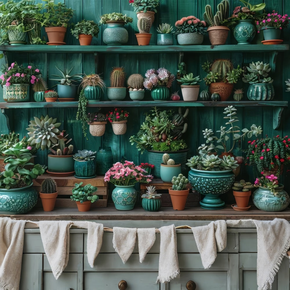 Backdrops für Frühling Lush Succulent Plant Display Backdrop TWW2-4