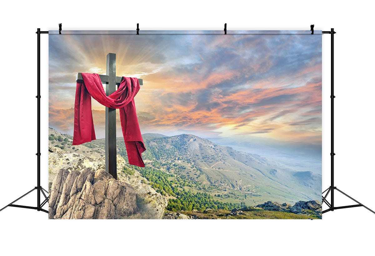 Ostern Backdrop Majestätischer Berg Heiliges Kreuz Backdrop TWW3-11