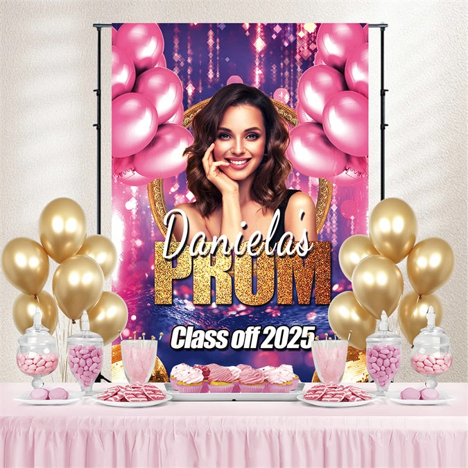 Prom Backdrop Design Glamorous Rosa Luftballons Personalisierte Party Graduation Backdrop TWW3-110