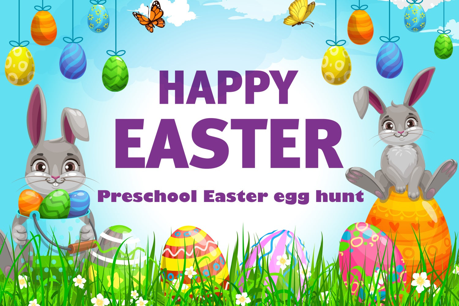 Ostern Fotokulisse Ideen Bunny Eggs Meadow Personalisierte Kulisse TWW3-57