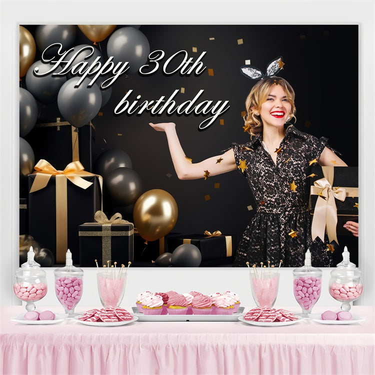 Custom Birthday Backdrops Classy 30. Konfetti Ballon Backdrop TWW3-78
