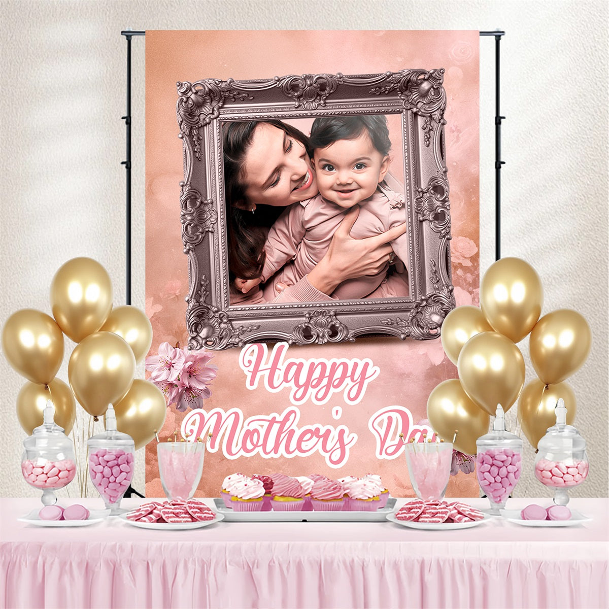 Mother's Day Foto Backdrops Blumen Make-up Personalisierte Backdrop TWW4-18