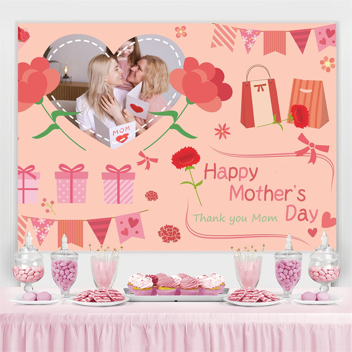 Personalisierte 50th Geburtstag Backdrops Rosa Ballon Rose Backdrop BRP4-10