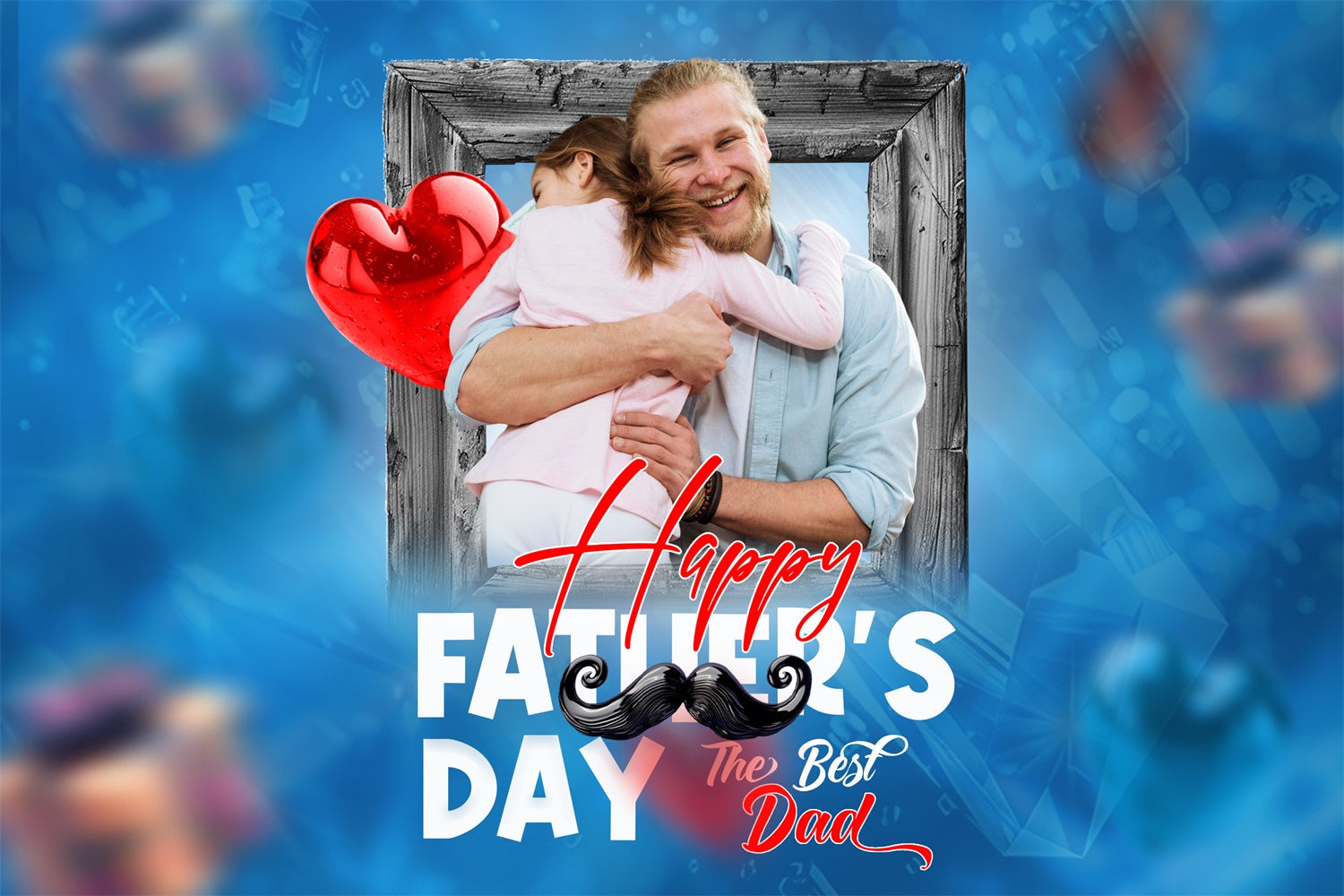 Happy Fathers Day Backdrop Holzrahmen Herz Customized Backdrop TWW4-76