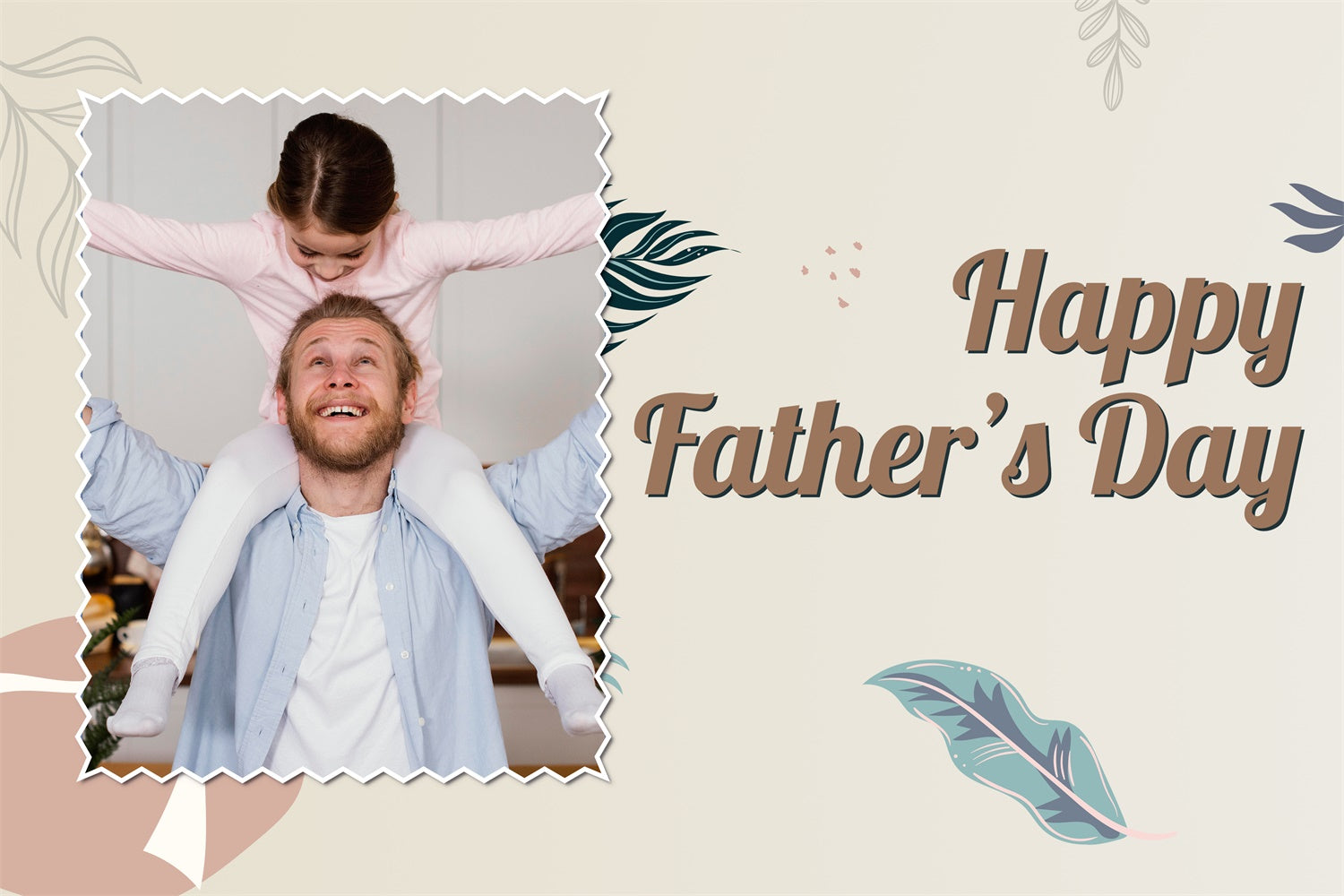 Vatertags-Fotokulisse Pastell-Blatt-Design Personalisierte Kulisse TWW4-81