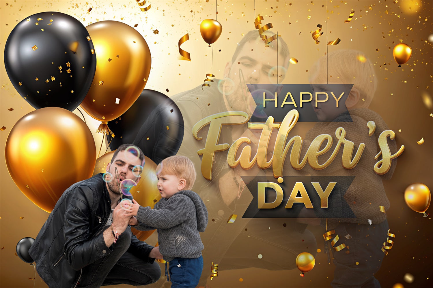 Backdrop Vatertag Goldener Konfetti-Ballon Custom Backdrop TWW4-85