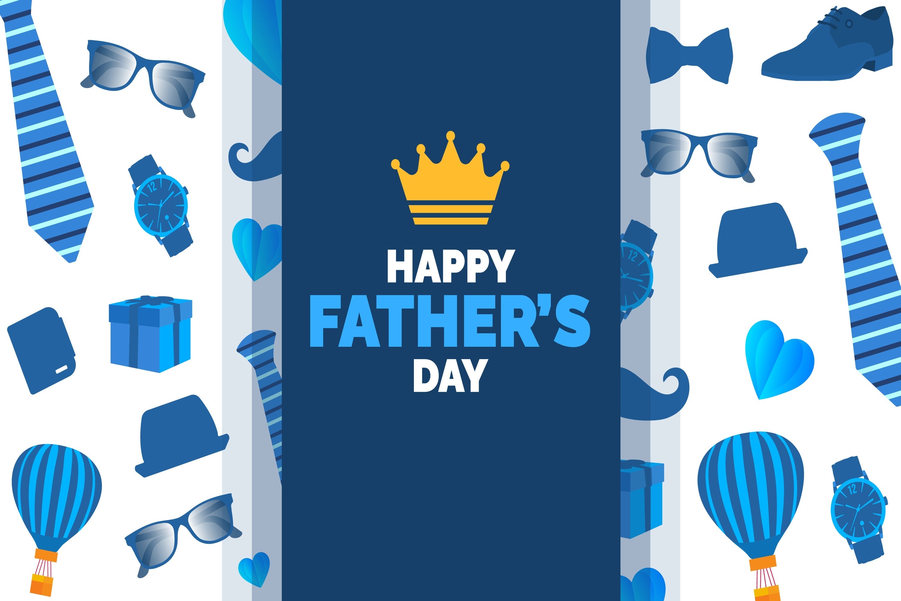 Vatertag Backdrop Ideen Krone Blau Geschenk Icons Custom Backdrop TWW4-90