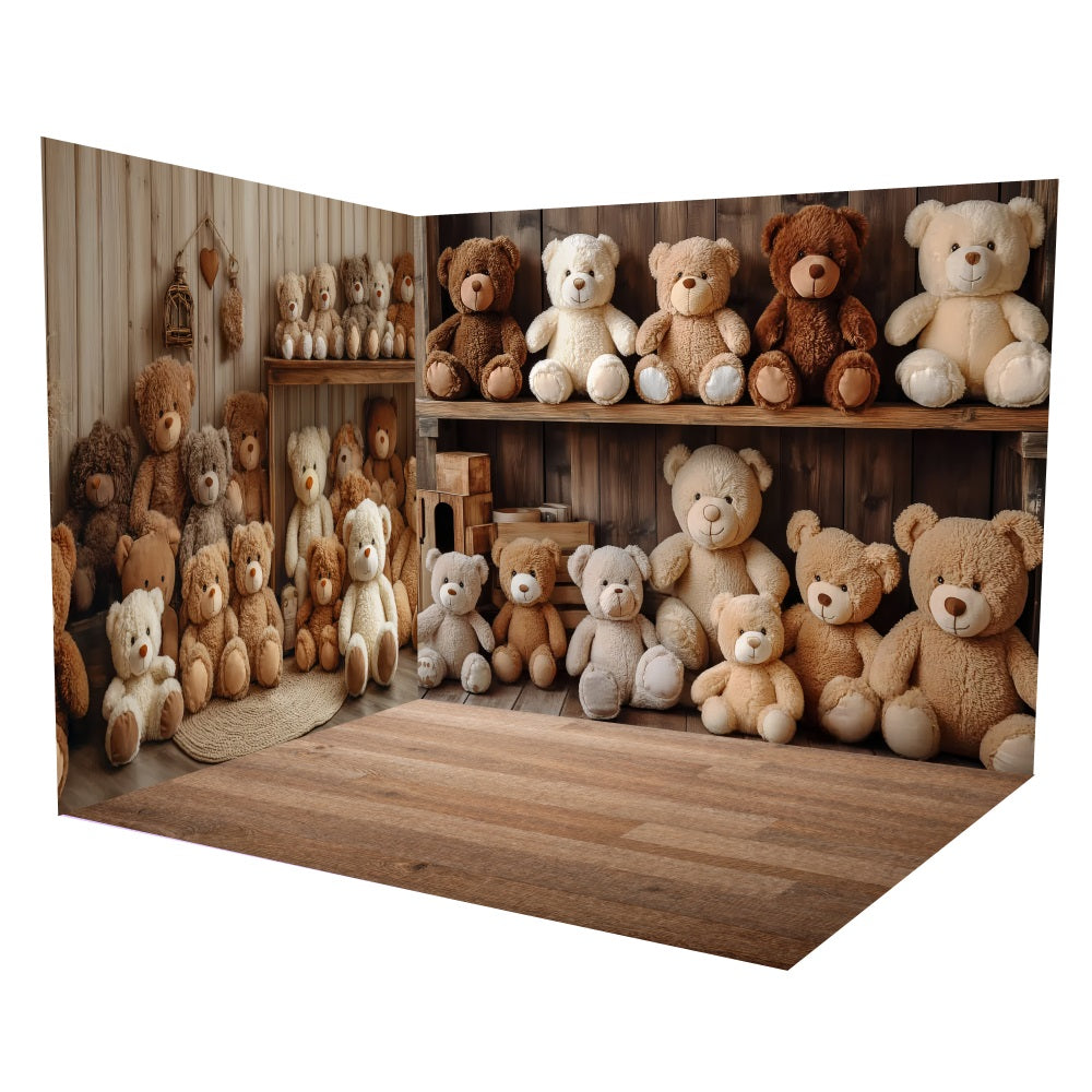 Newborn Backdrops Holz Teddybär Backdrop Raum Set TWW5-19