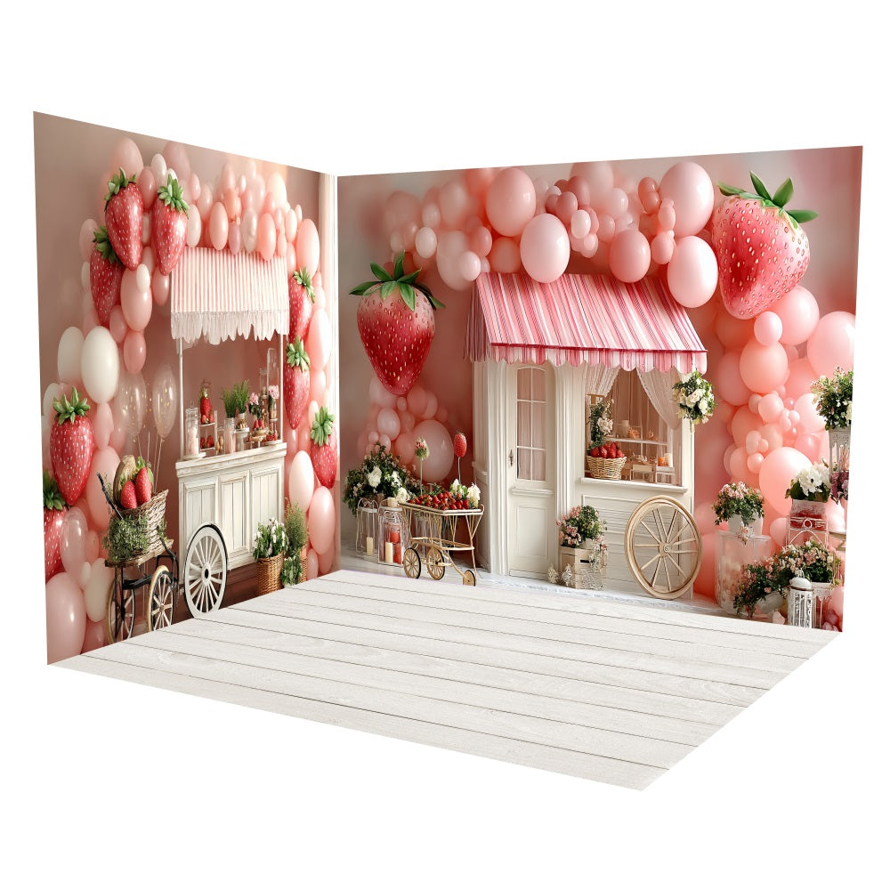 Neugeborenen-Fotografie-Hintergrund Erdbeer-Ballon-Wagen-Hintergrund-Raum-Set TWW5-20
