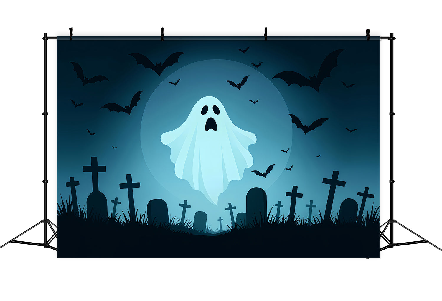 Friedhof-Hintergrund Fliegender Geist Mond Friedhof Halloween-Hintergründe für Fotos TWW510-16