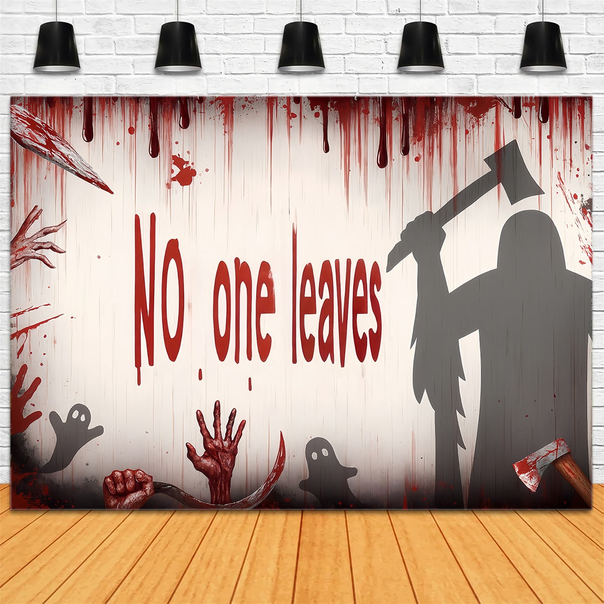 Halloween-Wandhintergrund Blutige Axt Killer-Schatten Halloween-Hintergrund-Ideen TWW510-25