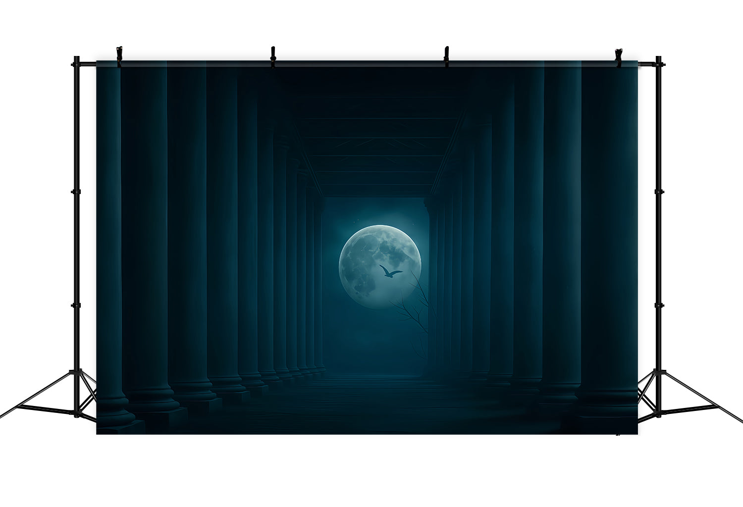 Halloween-Mond-Hintergrund Mondbeschienene Säulen Dunkler Korridor Halloween-Hintergrund TWW510-31