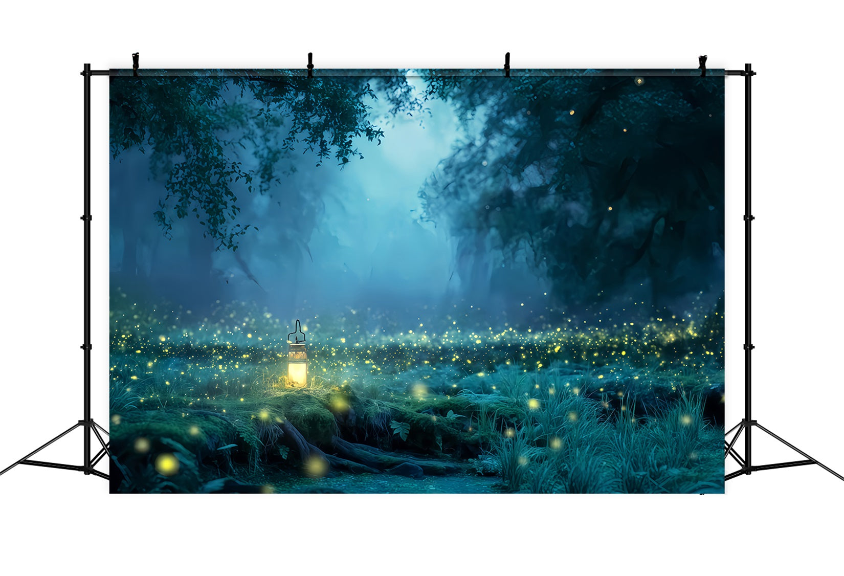 Spukwald-Hintergrund Zauberwald Glühwürmchenlicht Halloween-Fotohintergrund TWW510-39