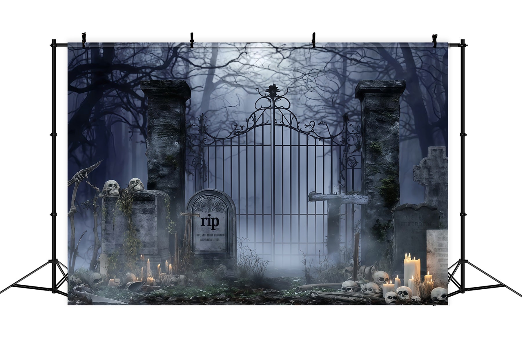 Friedhof-Hintergrund Gruseliger Friedhof Kerzen Halloween-Hintergrund für Fotos TWW510-4