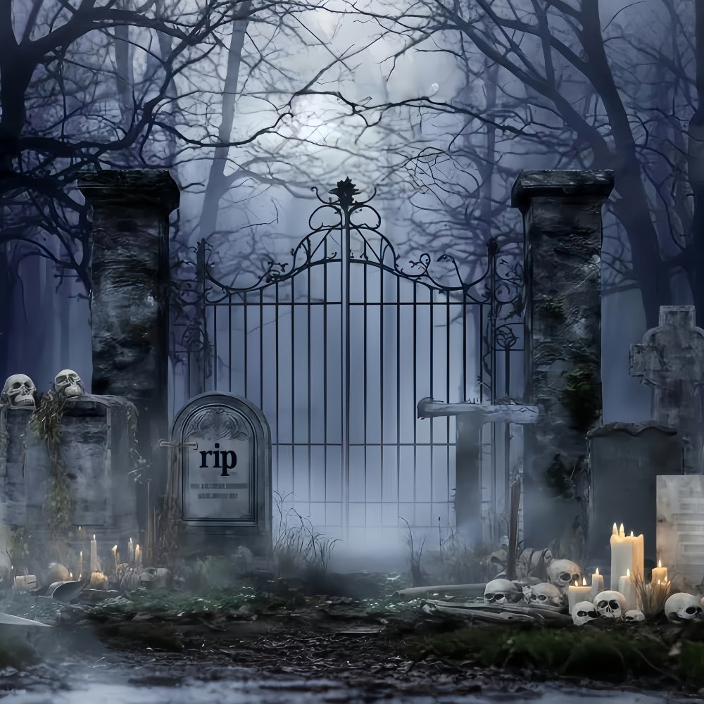 Friedhof-Hintergrund Gruseliger Friedhof Kerzen Halloween-Hintergrund für Fotos TWW510-4
