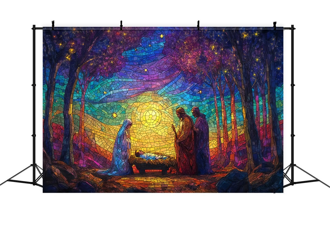 Krippen-Hintergrund Buntglas-Krippe Glanz Weihnachts-Hintergründe Verkauf TWW510-60
