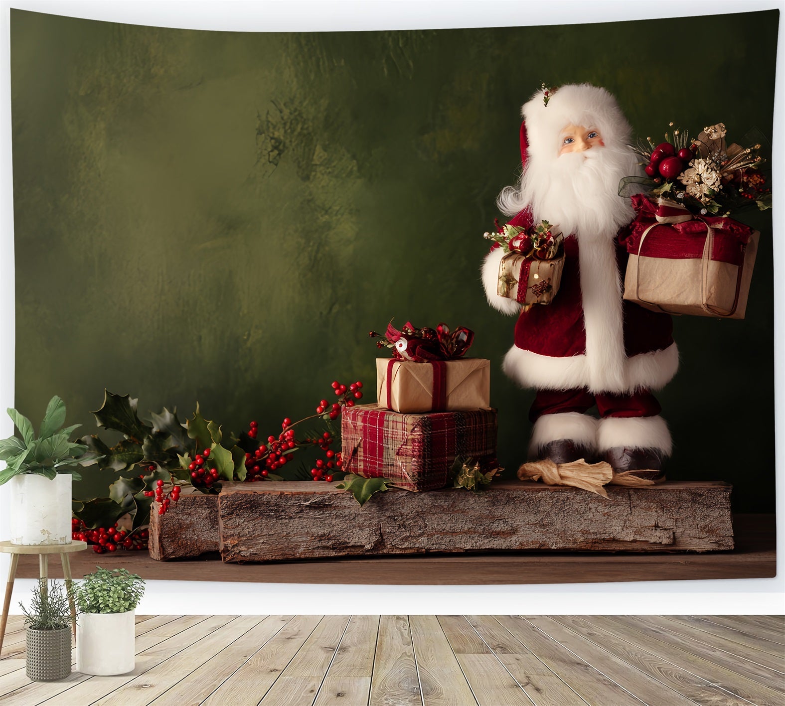 Weihnachtsmann-Hintergrund Rustikaler Weihnachtsmann-Geschenktisch Weihnachtsfotografie-Hintergründe TWW510-71